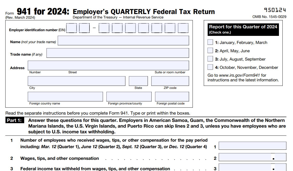 IRS Form 941 for 2024